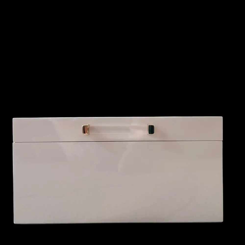 Pastel Pink Jewelry Box Organizer with Acrylic Handle 10.25